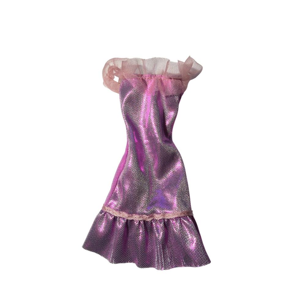 Barbie Doll Fashionistas Fashion Fever Purple Shimmer Ruffle Dress Outfit
